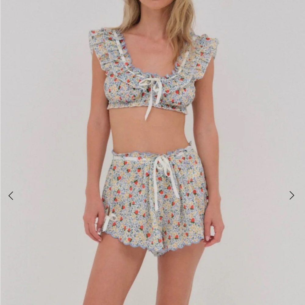 For Love And Lemons strawberry kiss top & bottoms set